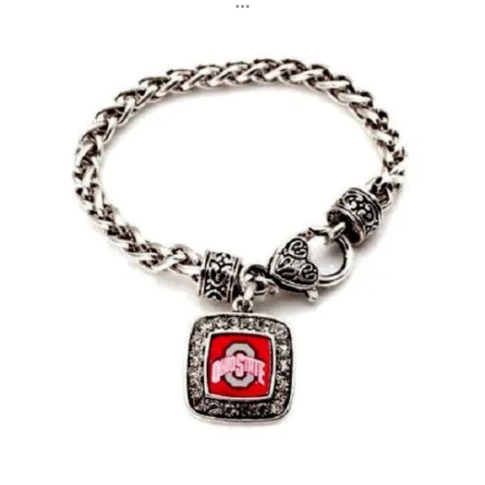 OHIO STATE BUCKEYES Womens Bracelet Rhinestone Embellishments Classic Braided - Picture 2 of 4